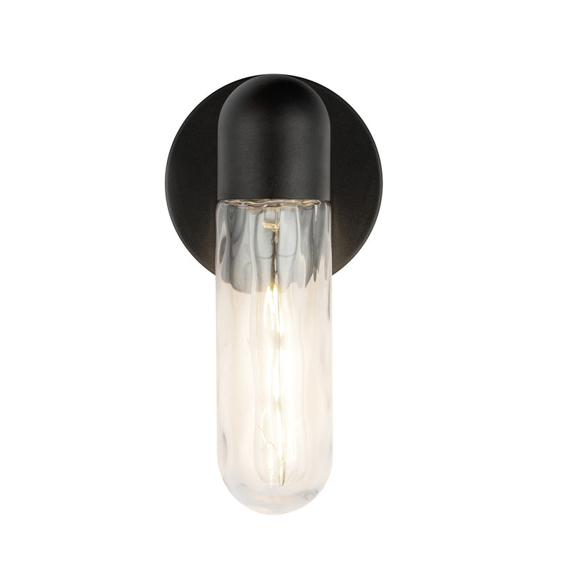 Kuzco Lighting EW73210-BK/WC One Light Exterior Wall Mount, Black/Clear Water Glass