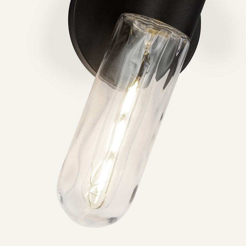 Kuzco Lighting EW73210-BK/WC One Light Exterior Wall Mount, Black/Clear Water Glass