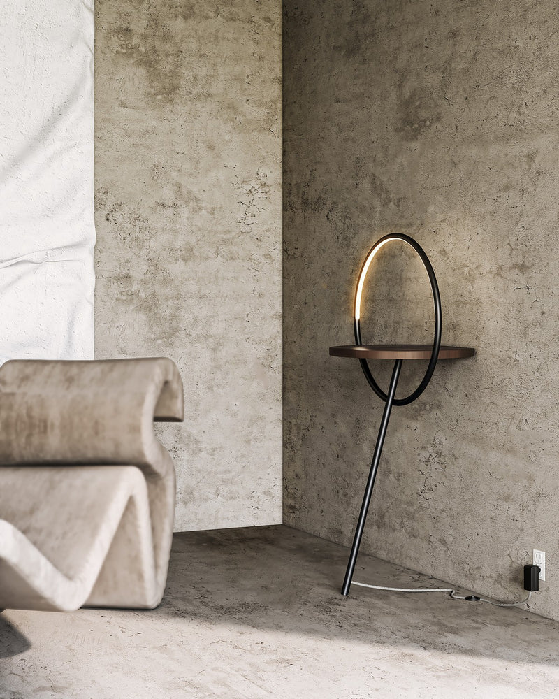 Kuzco Lighting FL83818-BK/WT LED Floor Lamp, Black/Walnut