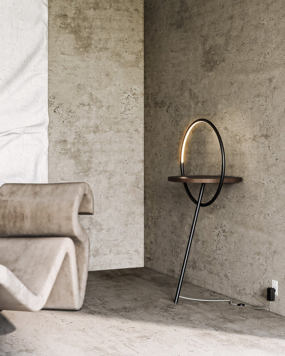 Kuzco Lighting FL83818-BK/WT LED Floor Lamp, Black/Walnut