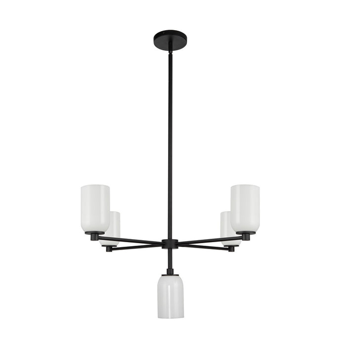 Kuzco Lighting CH57731-BK/GO Five Light Chandelier, Black/Glossy Opal Glass