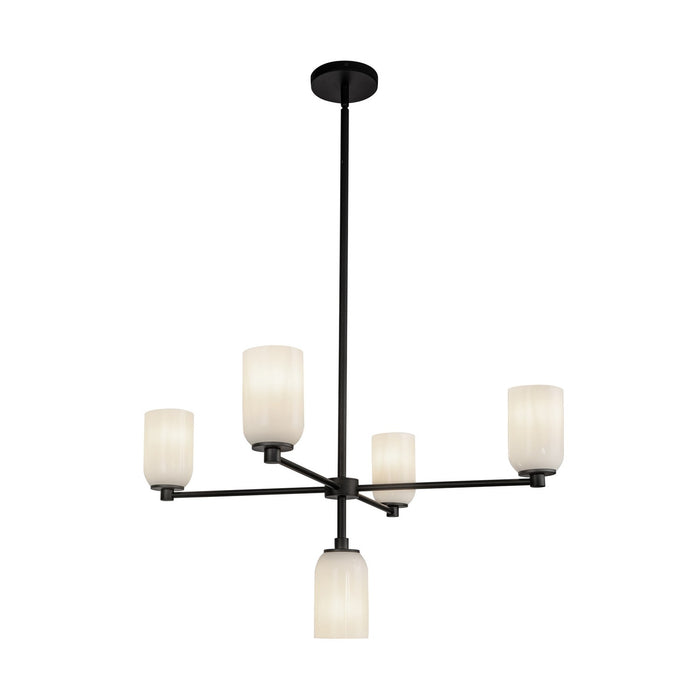 Kuzco Lighting CH57731-BK/GO Five Light Chandelier, Black/Glossy Opal Glass
