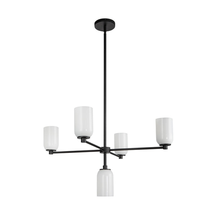 Kuzco Lighting CH57731-BK/GO Five Light Chandelier, Black/Glossy Opal Glass