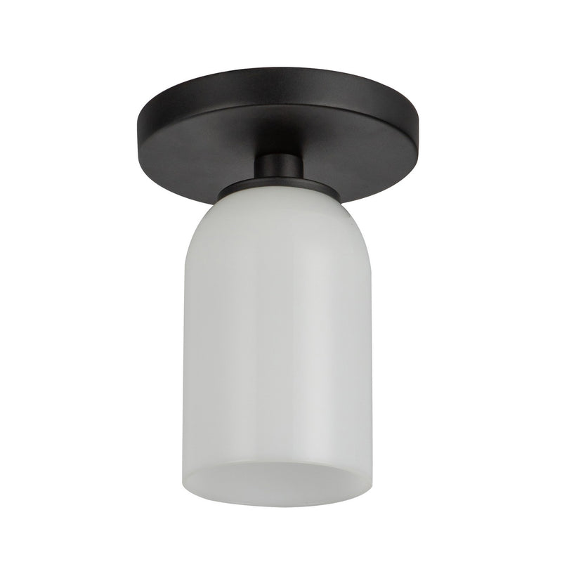 Kuzco Lighting SF57704-BK/GO One Light Semi-Flush Mount, Black/Glossy Opal Glass