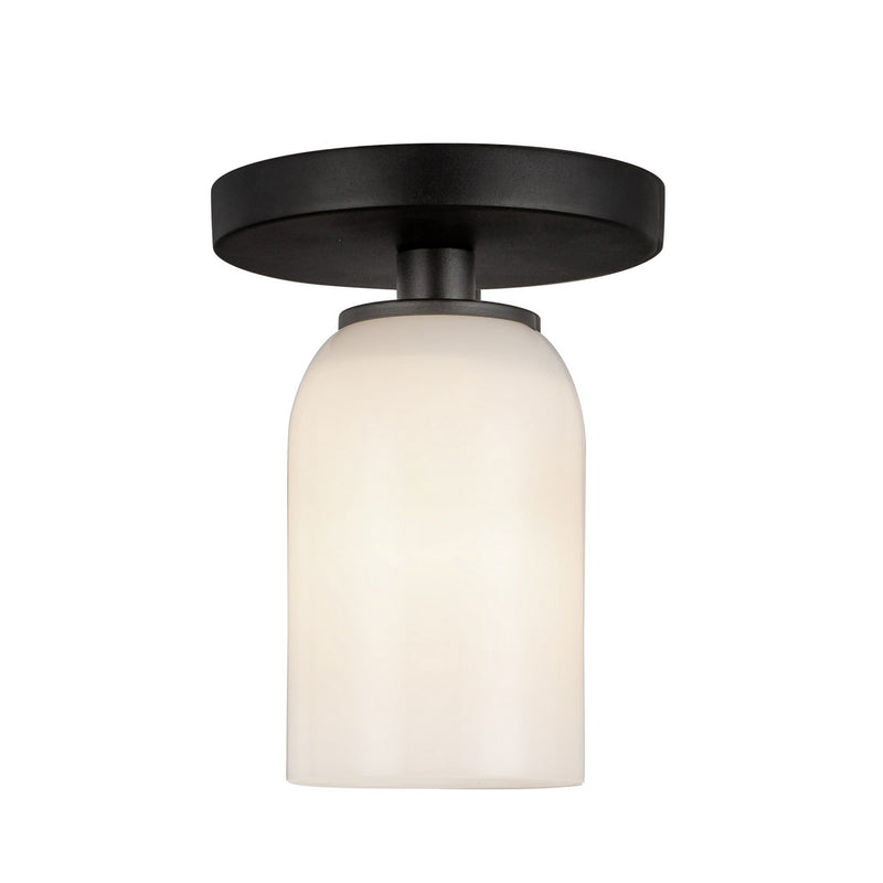 Kuzco Lighting SF57704-BK/GO One Light Semi-Flush Mount, Black/Glossy Opal Glass