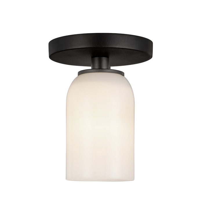 Kuzco Lighting SF57704-BK/GO One Light Semi-Flush Mount, Black/Glossy Opal Glass