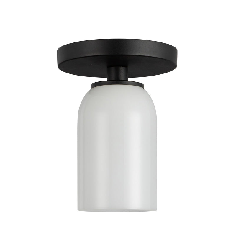 Kuzco Lighting SF57704-BK/GO One Light Semi-Flush Mount, Black/Glossy Opal Glass