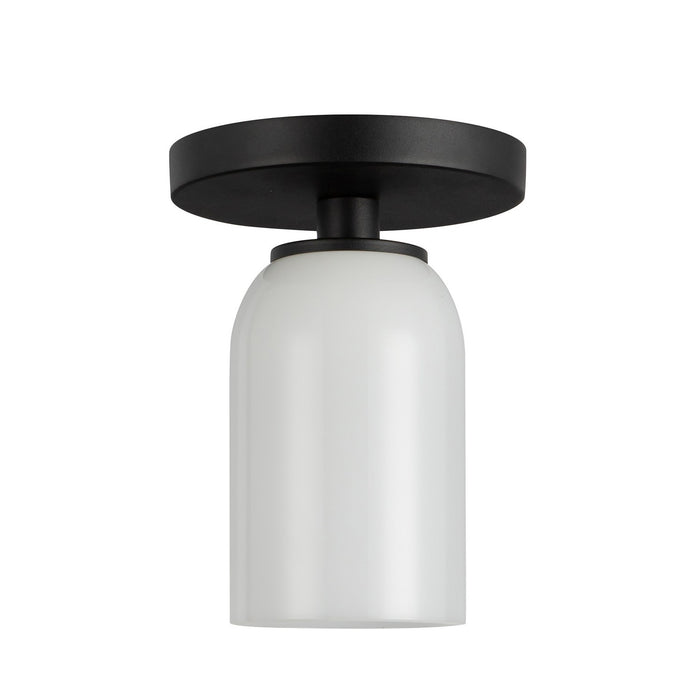 Kuzco Lighting SF57704-BK/GO One Light Semi-Flush Mount, Black/Glossy Opal Glass