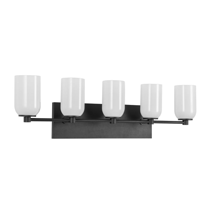 Kuzco Lighting VL57732-BK/GO Five Light Vanity, Black/Glossy Opal Glass
