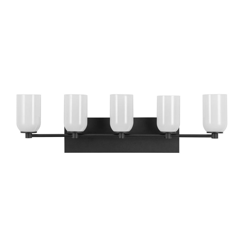 Kuzco Lighting VL57732-BK/GO Five Light Vanity, Black/Glossy Opal Glass
