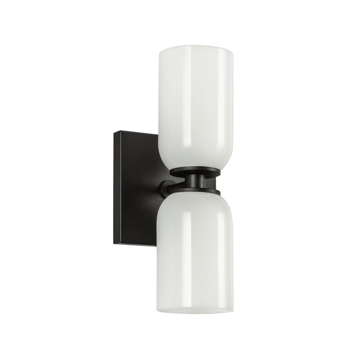 Kuzco Lighting WS57712-BK/GO Two Light Wall Sconce, Black/Glossy Opal Glass