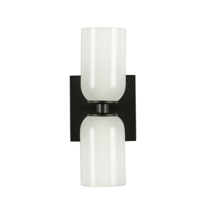 Kuzco Lighting WS57712-BK/GO Two Light Wall Sconce, Black/Glossy Opal Glass