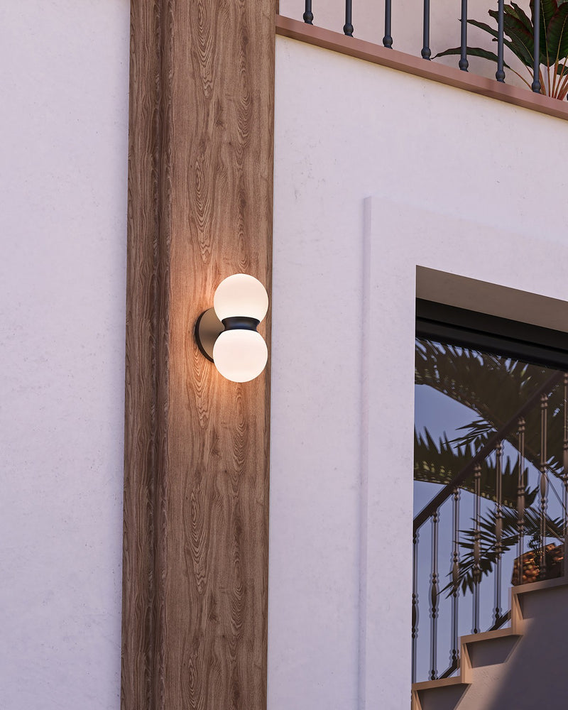 Kuzco Lighting EW77209-BK/OP LED Exterior Wall Mount, Black/Opal Glass