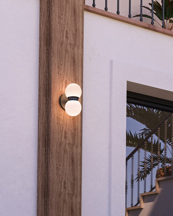 Kuzco Lighting EW77209-BK/OP LED Exterior Wall Mount, Black/Opal Glass