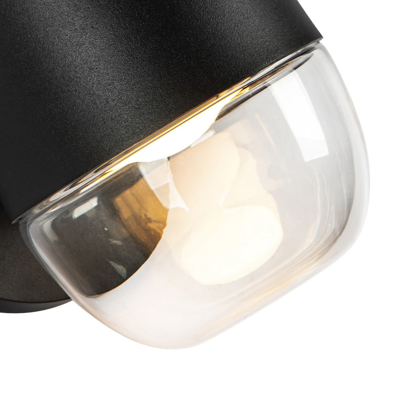 Kuzco Lighting EW38504-BK/CL LED Exterior Wall Mount, Black/Clear Glass