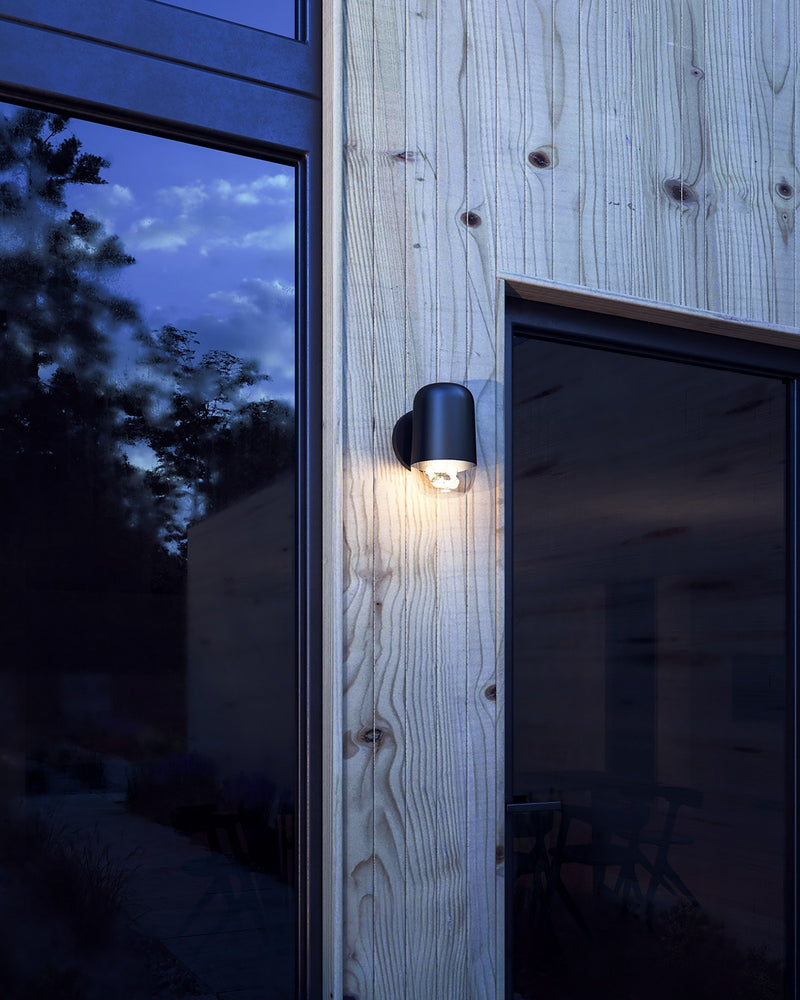 Kuzco Lighting EW38504-BK/CL LED Exterior Wall Mount, Black/Clear Glass