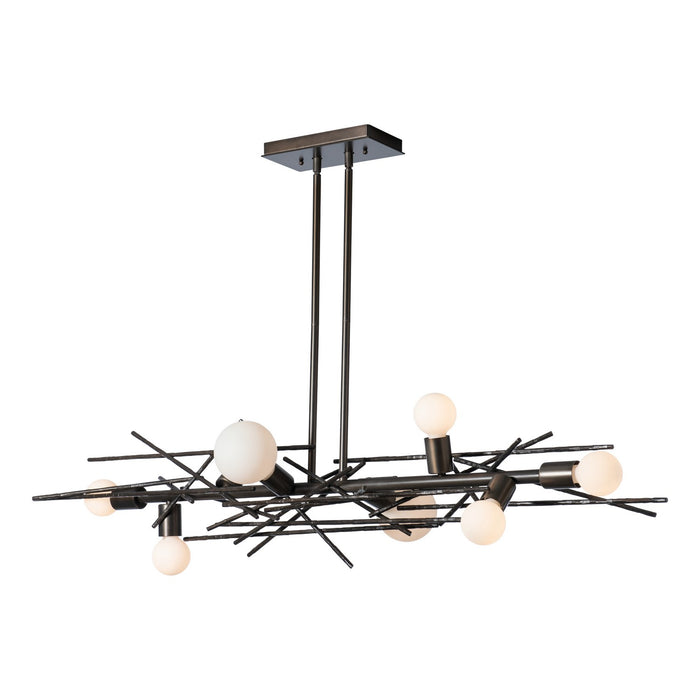 Hubbardton Forge 131087-SKT-MULT-07 Eight Light Linear Pendant, Dark Smoke