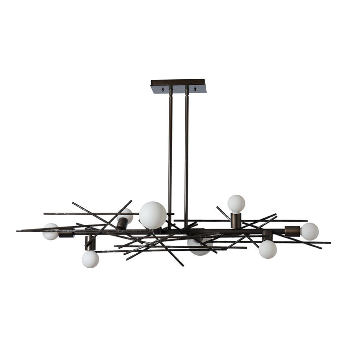 Hubbardton Forge 131087-SKT-MULT-07 Eight Light Linear Pendant, Dark Smoke