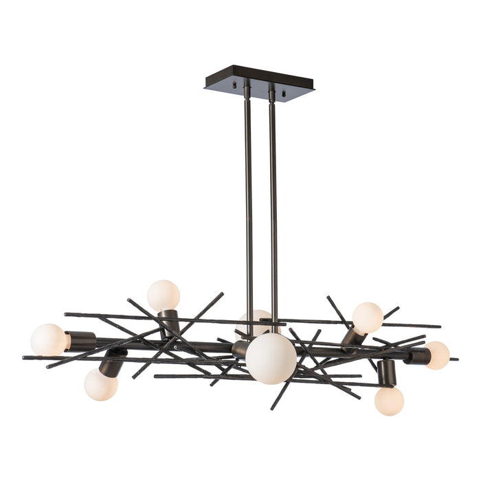 Hubbardton Forge 131087-SKT-MULT-07 Eight Light Linear Pendant, Dark Smoke