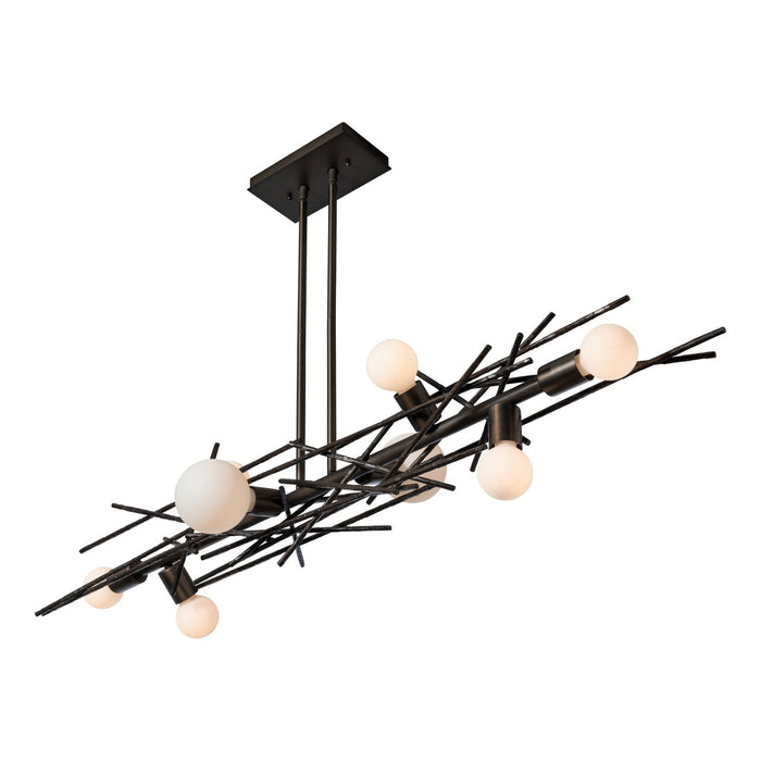 Hubbardton Forge 131087-SKT-MULT-07 Eight Light Linear Pendant, Dark Smoke