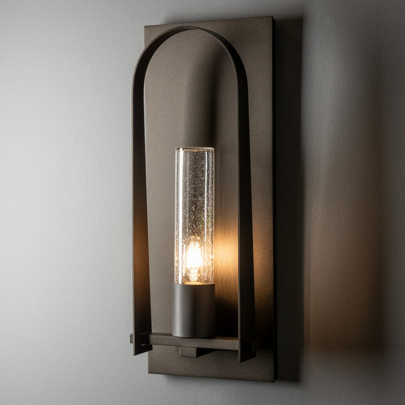 Hubbardton Forge 302031-SKT-14-GG0781 One Light Outdoor Wall Sconce, Oil Rubbed Bronze
