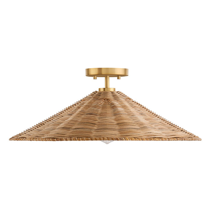 Meridian M60074NB One Light Semi-Flush Mount, Natural Brass