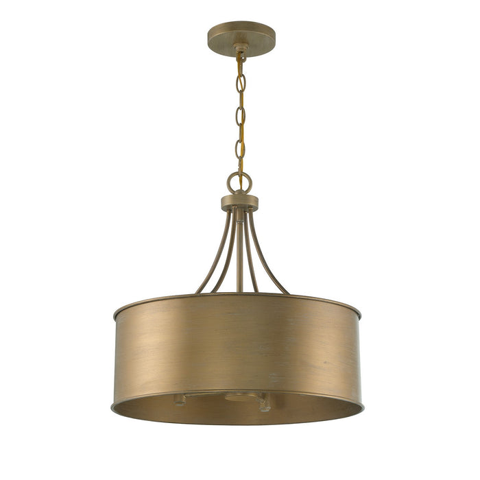 Meridian M7040BG Four Light Pendant, Brushed Gold