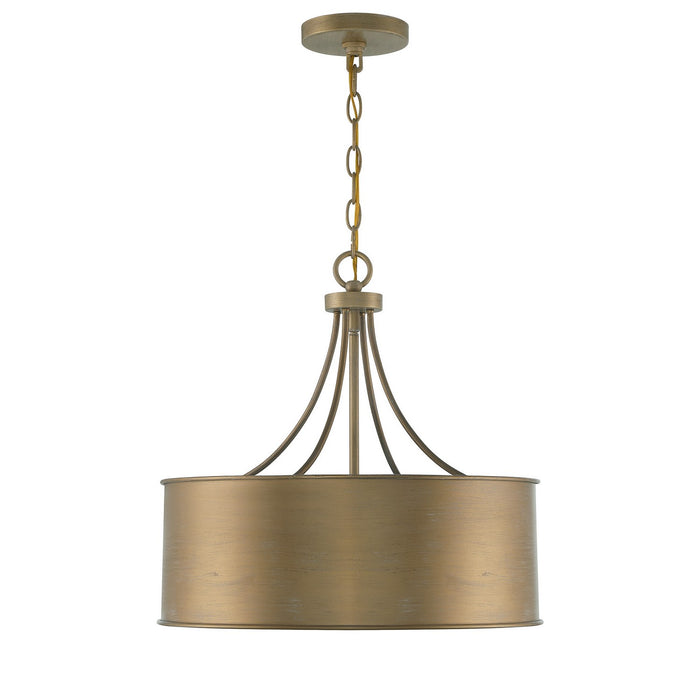 Meridian M7040BG Four Light Pendant, Brushed Gold