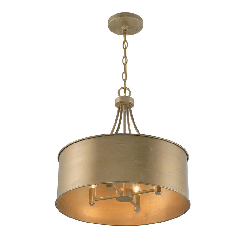Meridian M7040BG Four Light Pendant, Brushed Gold