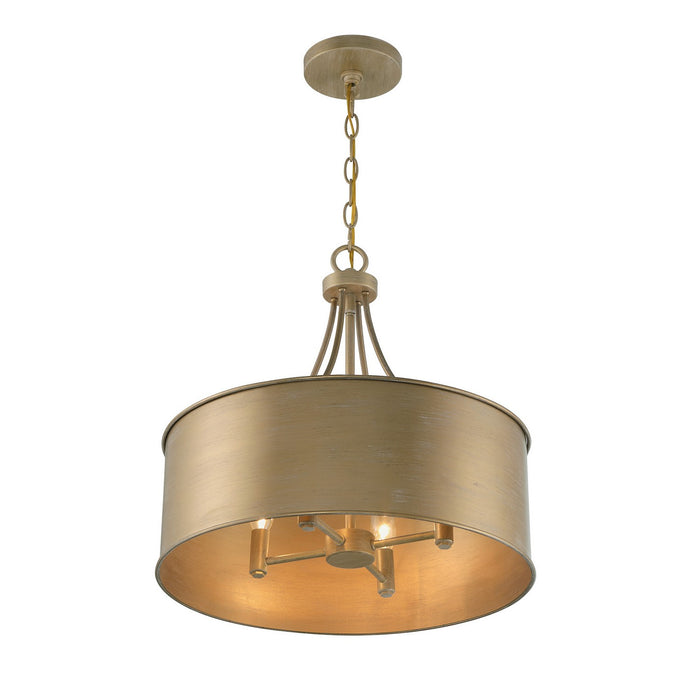 Meridian M7040BG Four Light Pendant, Brushed Gold