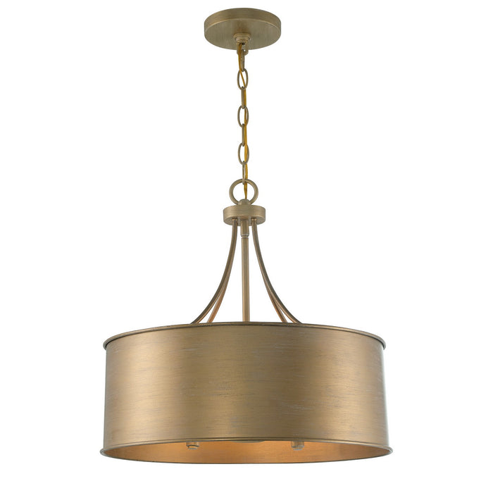 Meridian M7040BG Four Light Pendant, Brushed Gold