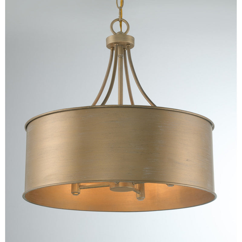 Meridian M7040BG Four Light Pendant, Brushed Gold