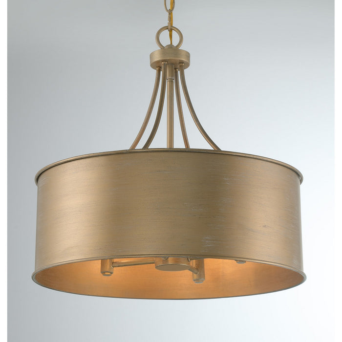 Meridian M7040BG Four Light Pendant, Brushed Gold