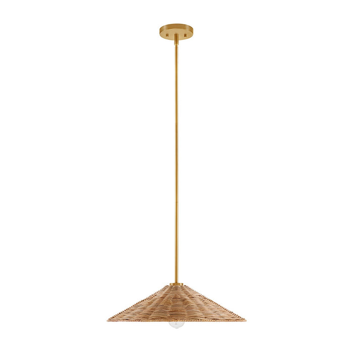 Meridian M7041NB One Light Pendant, Natural Brass