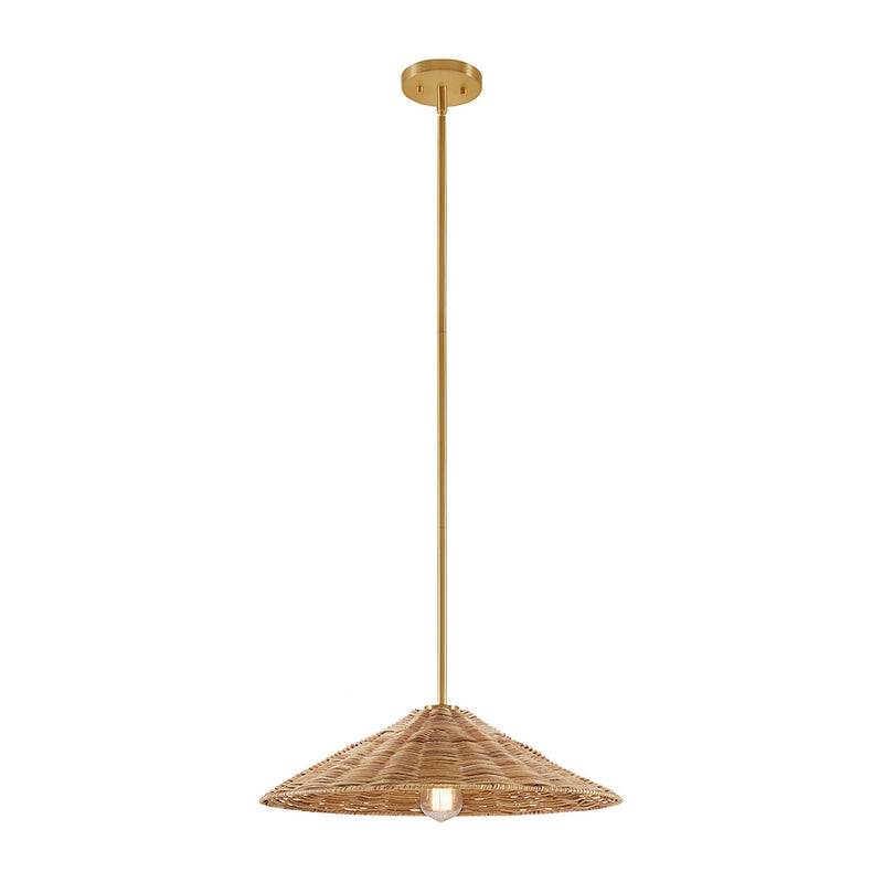Meridian M7041NB One Light Pendant, Natural Brass