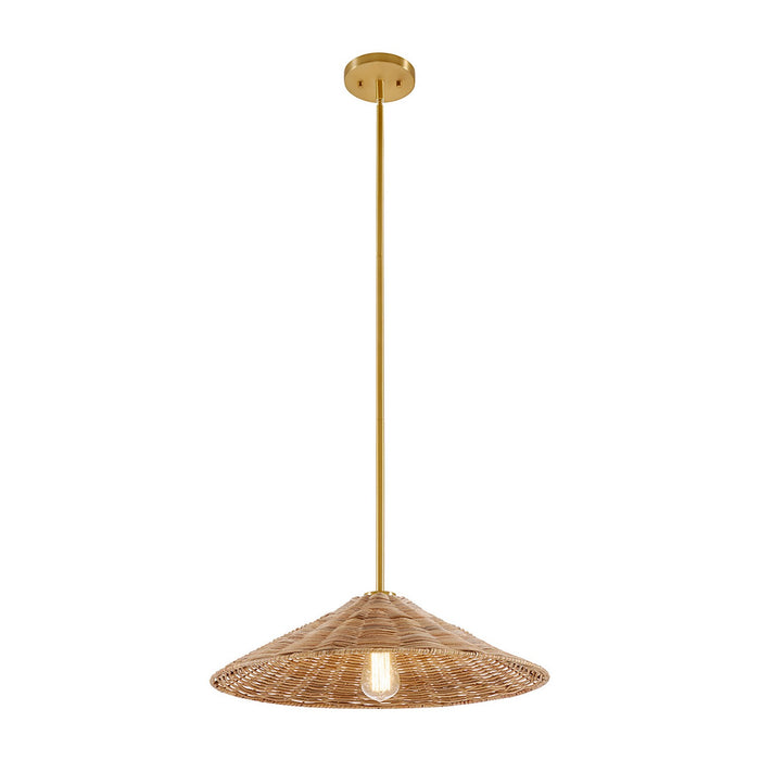 Meridian M7041NB One Light Pendant, Natural Brass