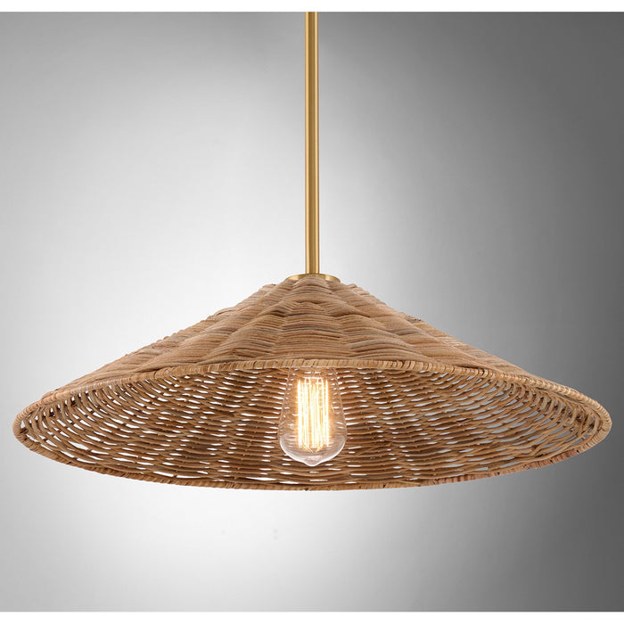Meridian M7041NB One Light Pendant, Natural Brass