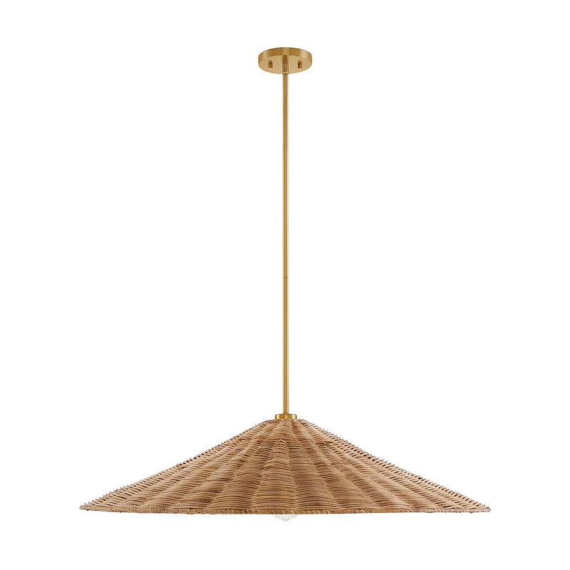 Meridian M7042NB One Light Pendant, Natural Brass