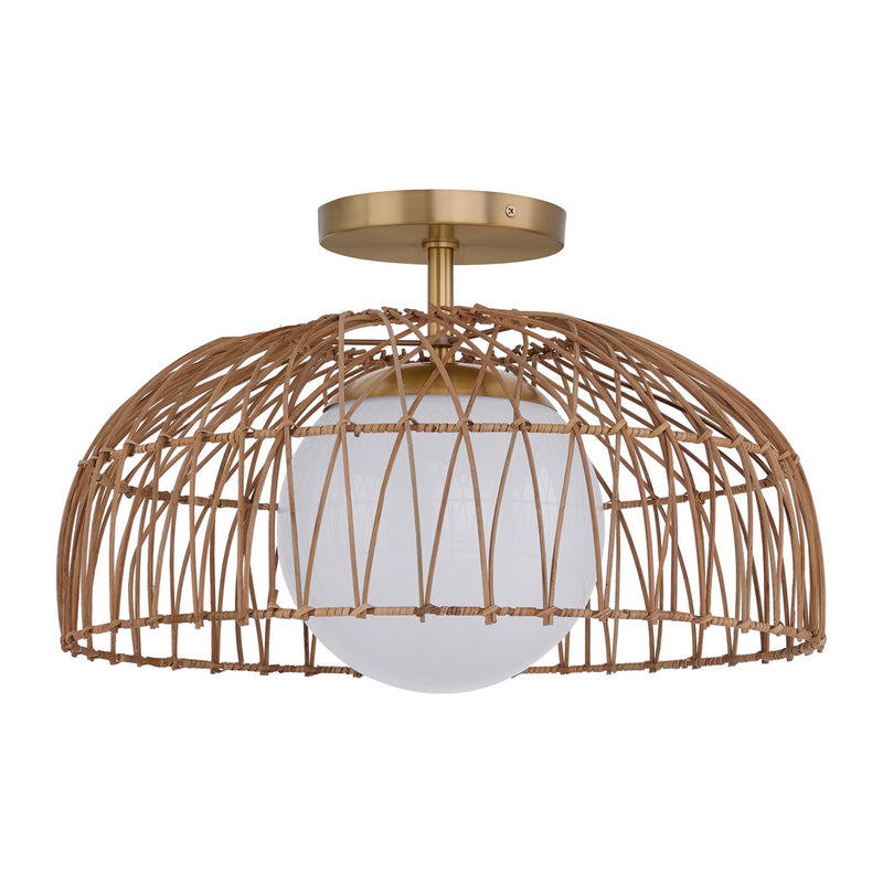 Meridian M7043NB One Light Convertible Pendant or Semi-Flush, Natural Brass