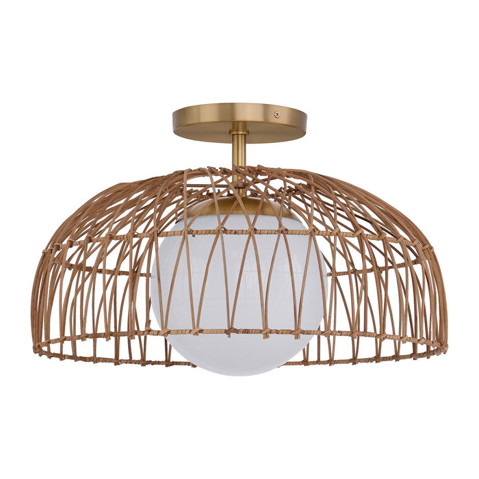 Meridian M7043NB One Light Convertible Pendant or Semi-Flush, Natural Brass