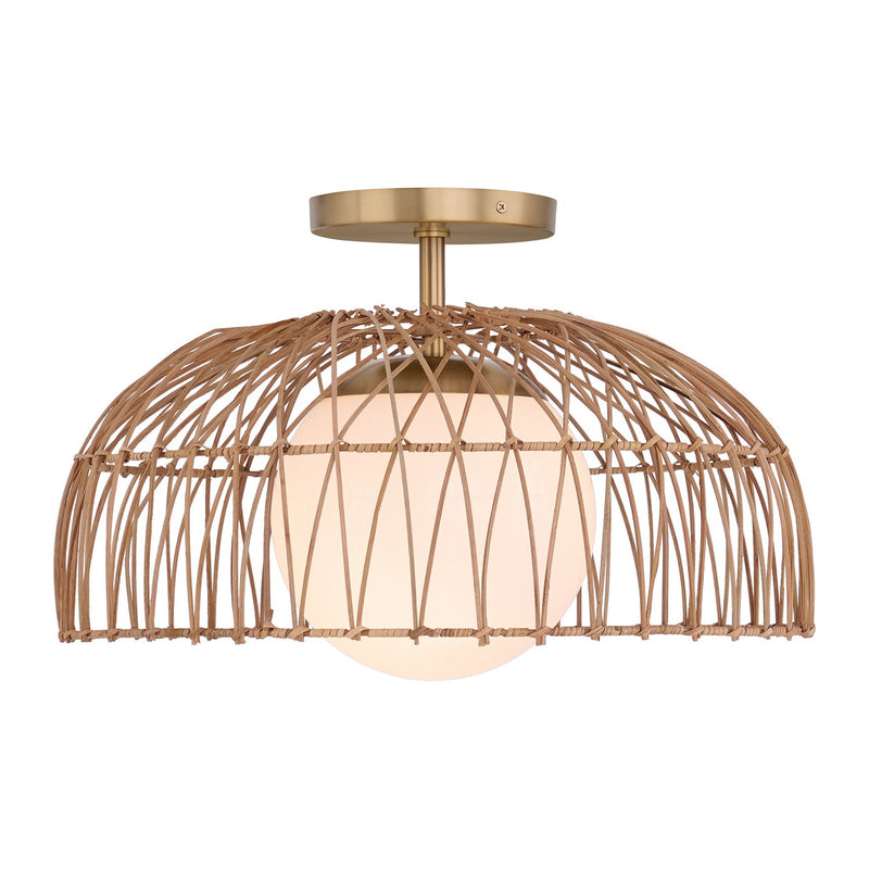 Meridian M7043NB One Light Convertible Pendant or Semi-Flush, Natural Brass