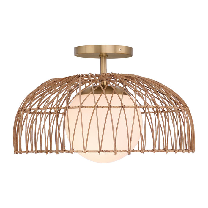 Meridian M7043NB One Light Convertible Pendant or Semi-Flush, Natural Brass