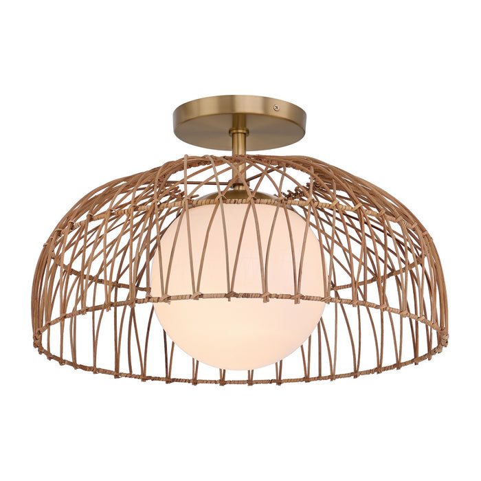 Meridian M7043NB One Light Convertible Pendant or Semi-Flush, Natural Brass
