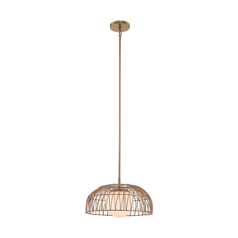 Meridian M7043NB One Light Convertible Pendant or Semi-Flush, Natural Brass