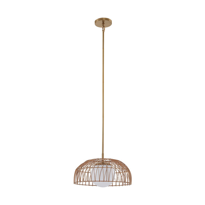 Meridian M7043NB One Light Convertible Pendant or Semi-Flush, Natural Brass