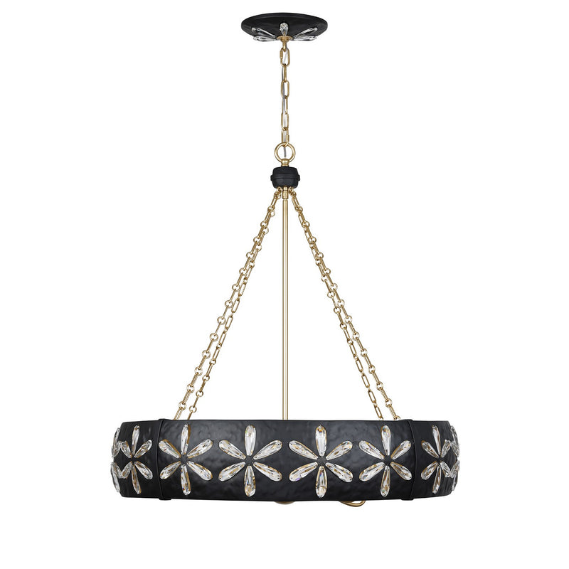 Savoy House 1-2493-6-104 Six Light Chandelier, Metropolis Black and Gold