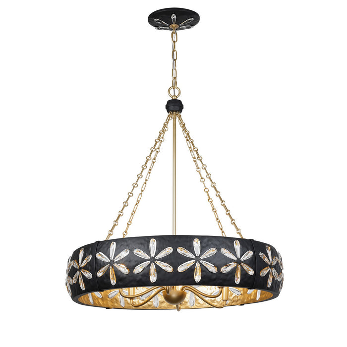 Savoy House 1-2493-6-104 Six Light Chandelier, Metropolis Black and Gold