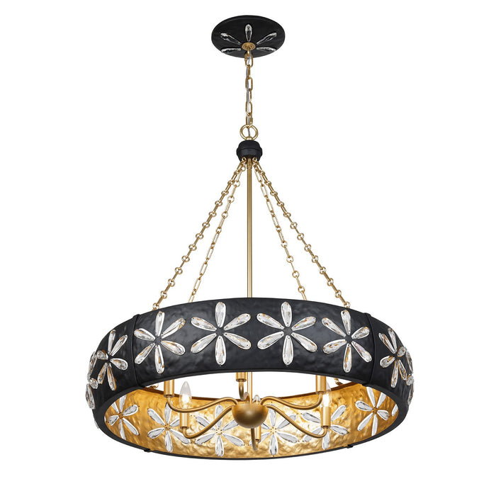 Savoy House 1-2493-6-104 Six Light Chandelier, Metropolis Black and Gold