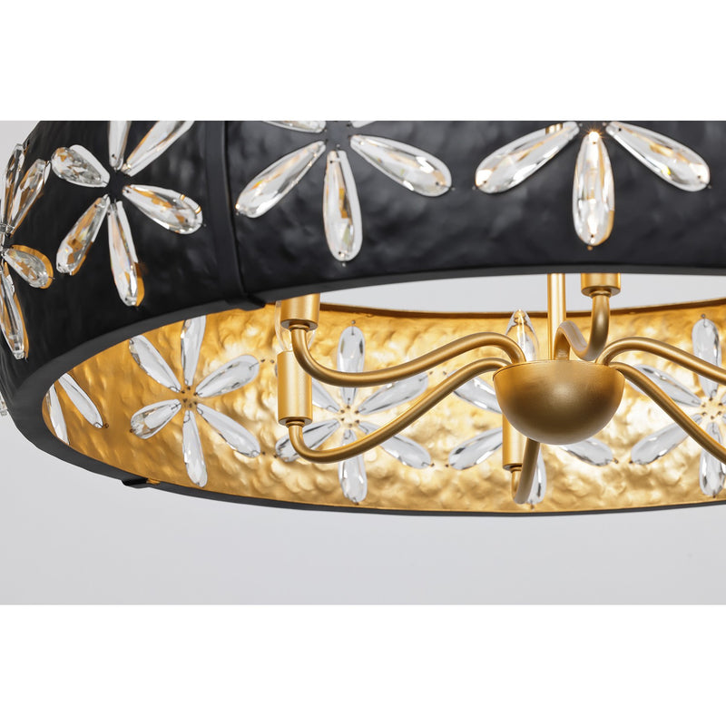 Savoy House 1-2493-6-104 Six Light Chandelier, Metropolis Black and Gold