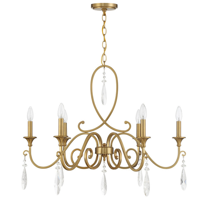 Savoy House 1-2700-6-322 Six Light Chandelier, Warm Brass